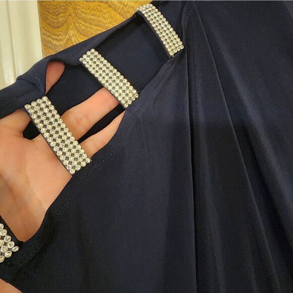 ALEX EVENINGS Long Knot Front Jersey Dress with Front Slit NWT SIZE 18 - Picture 6 of 8